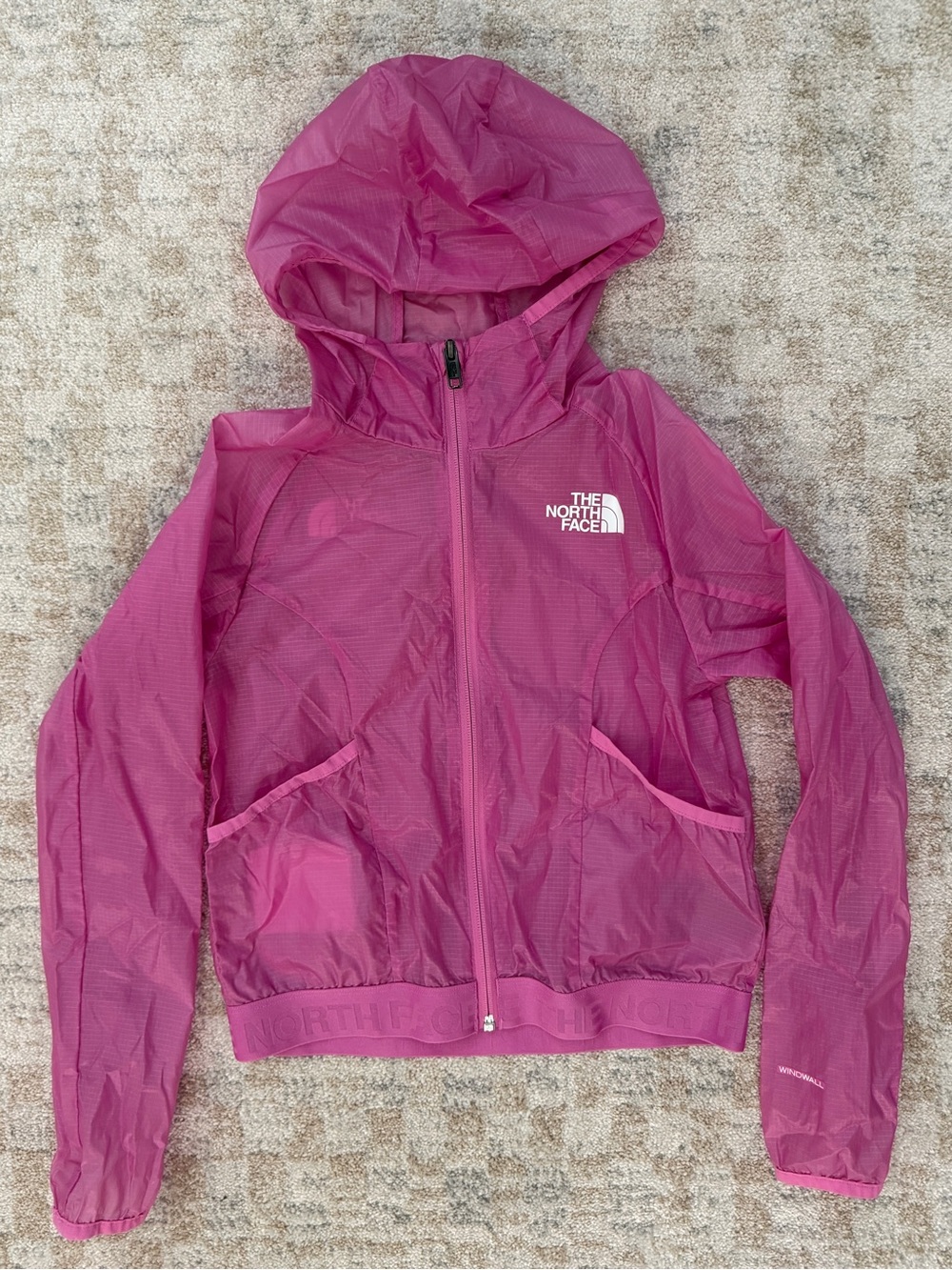 The North Face Girls' Pink Hooded Windbreaker Jacket - size 10